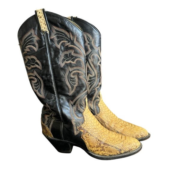 Vintage Python Cowboy Boots Larry Mahan Exotic Snakeskin...